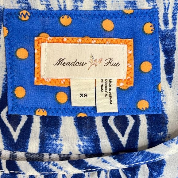 Anthropologie Meadow Rue Sleeveless Blue and White Aztec Tank Top Blouse Size XS - Picture 3 of 7